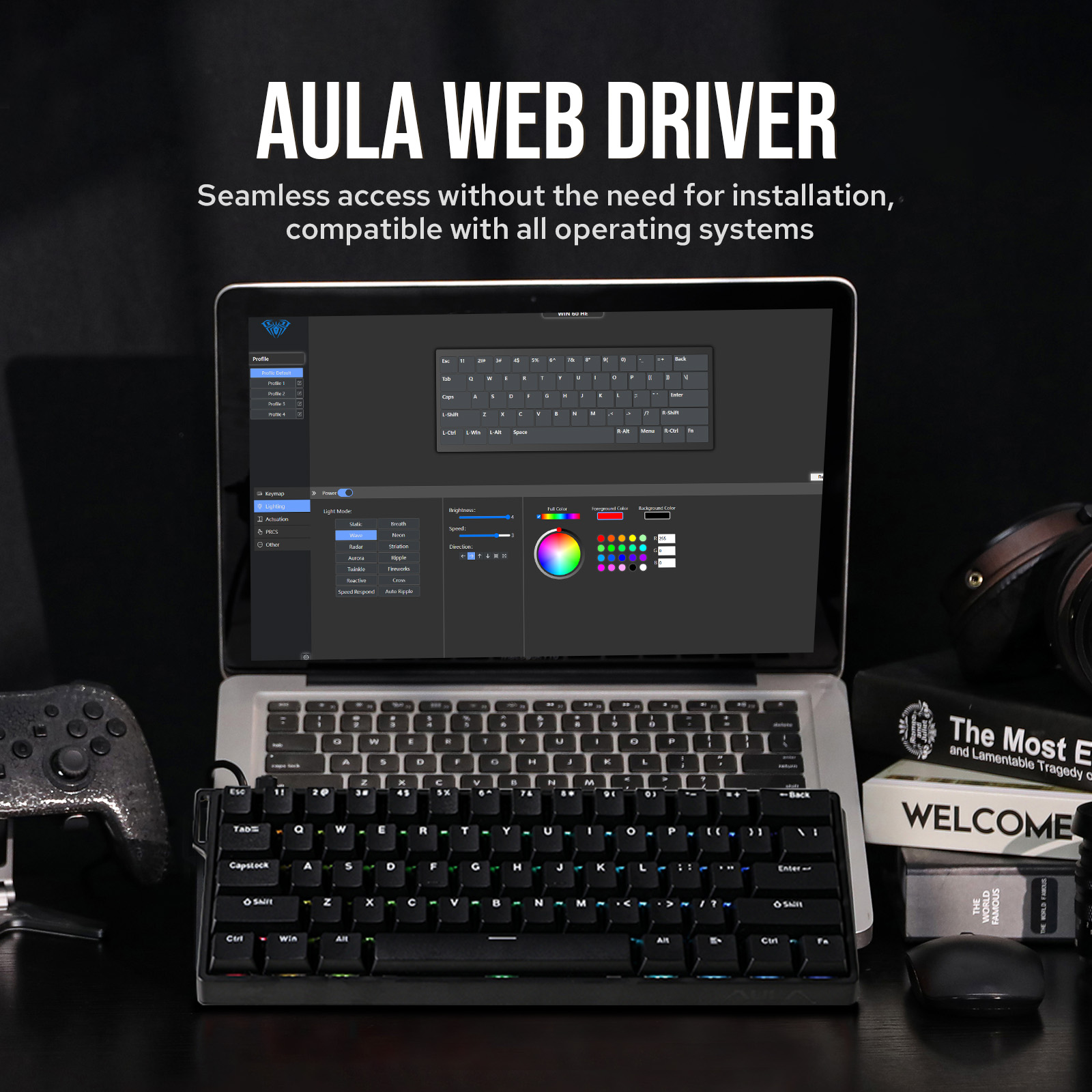 Gaming Keyboard Hall Effect Switches - لوحة مفاتيح ميكانيكية مخصصة AULA WIN60