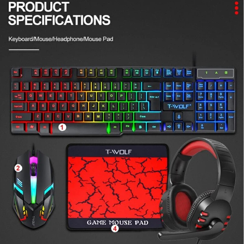 مجموعة ألعاب لوحة مفاتيح إسبان - مراجعة Gaming Keyboard Mouse And Headset Combo وسعره