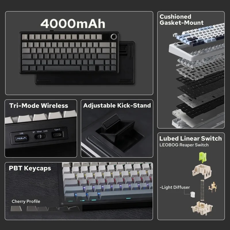 لوحة مفاتيح ميكانيكية AULA F75 - مراجعة Gaming Keyboard He وسعره