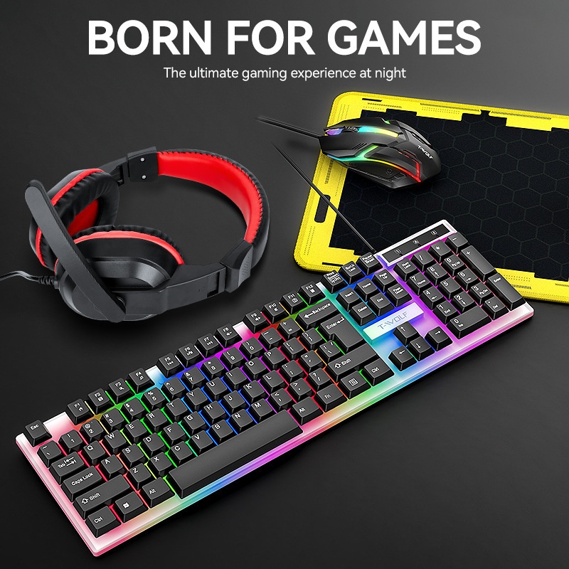 مجموعة ألعاب إسبانية 4 في 1 من - مراجعة Gaming Keyboard Mouse And Headset Combo وسعره